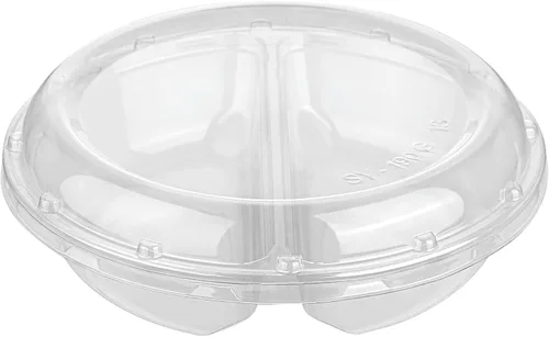 Vista 18 de Restaurantware Thermo Tek - Platos para servir de 7.5 x 2.4 pulgadas con tapas, 100 bandejas desechables para verduras, redondas para fiestas