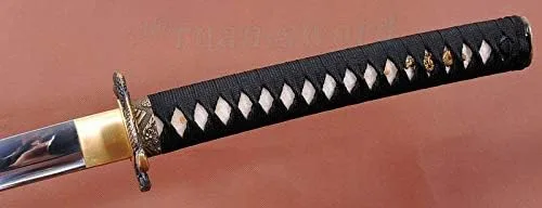 Vista 9 de Katana de acero de alto carbono hecho a mano de 41 pulgadas de samurai japonés listo para la batalla