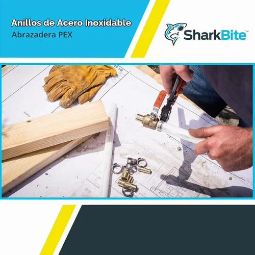 Vista 5 de SharkBite - Anillo de abrazadera de 1/2 pulgada, accesorios de fontanería de acero inoxidable, tubo PEX, PE-RT, UC953A
