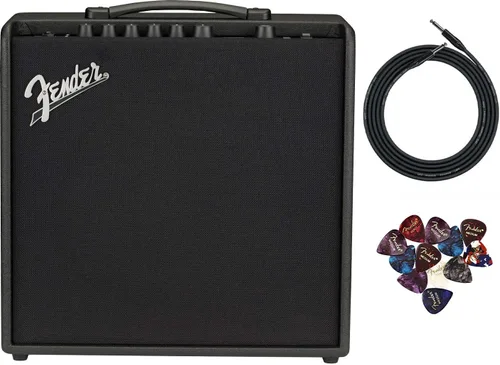 Vista 10 de Fender Mustang LT25 - Amplificador combinado de guitarra con cable y paquete exclusivo de púas de 12 piezas de Austin Bazaar