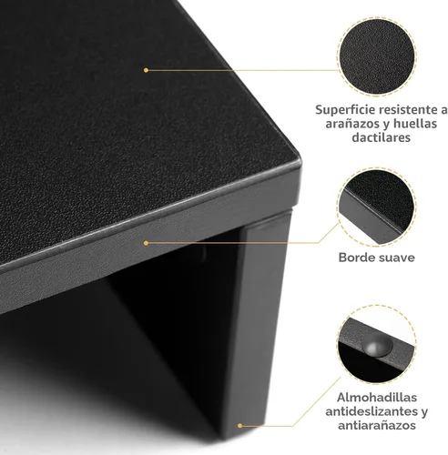 Vista 6 de TAVR - Soporte para monitor doble, organizador de escritorio de oficina para 2 monitores, longitud y ángulo ajustables, 3 estantes, soporte