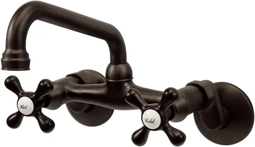 Vista 7 de Kingston Brass KS213C Kingston - Grifo de cocina con dos manijas para montaje en pared, cromo pulido