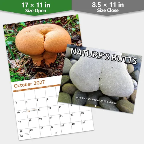 Vista 5 de Calendario 2026 – Regalos de broma, calendario divertido 2026, enero 2026 – diciembre 2026, calendario divertido de naturaleza, 11" x 17" (abierto)