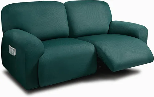 Vista 25 de ULTICOR Fundas para sofá reclinable de 8 piezas, fundas elásticas con hilo teñido para sofá reclinable de 3 cojines, gruesas, suaves y lavables Gris