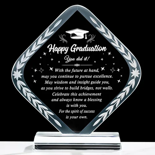 Vista 10 de YWHL Regalos de graduación para él o ella, regalos inspiradores para graduados de la clase de 2025, recuerdo de graduación de cristal grabado