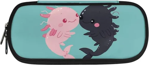 Vista 17 de DISNIMO Estuche organizador de lápices de caballo negro de gran capacidad para niñas, adultos, mujeres, axolotl con cremallera, estuche estético