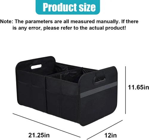 Vista 2 de Organizador de maletero de coche, caja de almacenamiento auto plegable de múltiples compartimentos con 4 bolsillos, contenedor de maletero de coche
