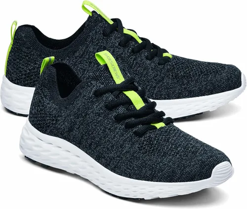 Vista 6 de Shoes for Crews Everlight ECO, zapatos de trabajo antideslizantes para hombre, transpirables, ligeros, con cordones, resistentes al agua, NegroGris