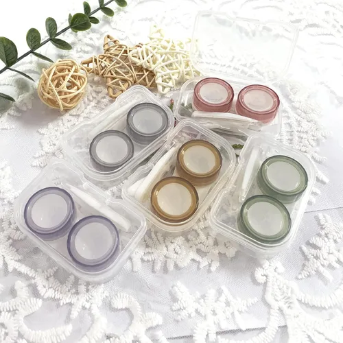Vista 2 de Fundas para lentes de contacto, colorido soporte para lentes de contacto, estuche de contacto transparente, mini lente de contacto portátil