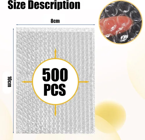 Vista 2 de 500 bolsas de burbujas – 3.15 x 4 pulgadas bolsas de burbujas transparentes para pequeñas empresas mudanzas de envíos y almacenamiento de embalaje