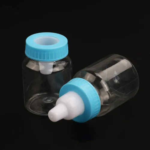 Vista 6 de 36 piezas de suministros de alimentación favores mini comedero fiestas azul bautismo Contianers forma niños para botella de leche fiesta