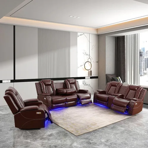 Vista 10 de Ritz Power - Juego de sala de estar reclinable con LED para sala de estar, dormitorio, casa de invitados, sala de juegos, Airbnb, apartamento