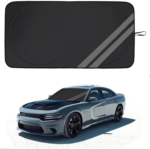 Vista 14 de Parasol para parabrisas delantero para Dodge Charger Challenger Durango Journey Ajuste universal para todos los coches Dodge Visor de sol plegable