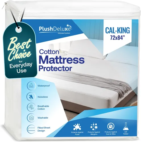 Vista 11 de Protector de colchón premium 100% impermeable, hipoalergénico, libre de vinilo, transpirable, superficie de algodón suave con bucles. -, Algodón