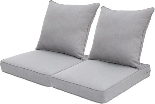 Vista 13 de QILLOWAY Juego de cojines de poliéster para sillas de exterior, cojines de exterior para muebles de patio, todo tipo de clima. Gris carbón/negro