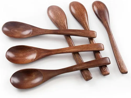 Vista 7 de HANSGO 12 unidades de cucharas de madera pequeñas, cuchara de 5 pulgadas para miel, té, café, mermelada, baño, azúcar, sales, especias, condimentos