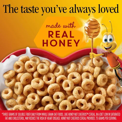 Vista 3 de Cereales para desayuno con avena Cheerios Honey Nut, sin gluten. 10.8 onzas