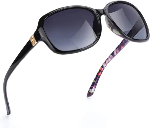 Vista 25 de SIPHEW - Gafas de sol polarizadas para mujer, gafas de sol cuadradas clásicas para mujer con protección UV Gafas de sol polarizadas negras A01