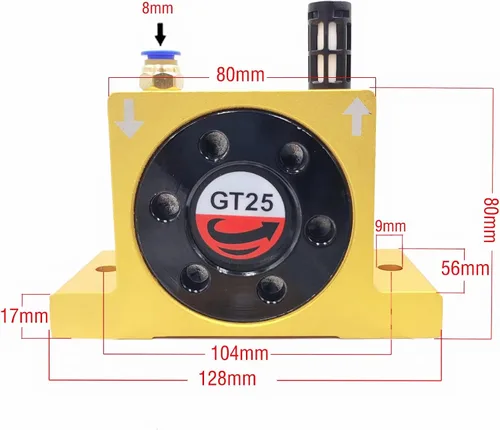 Vista 3 de Vibradores de turbina industrial GT25, vibrador de turbina industrial G de 1/4 de pulgada, vibrador neumático de turbina de energía de aire