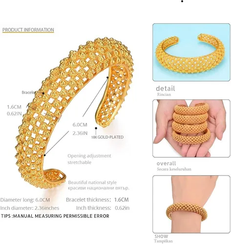 Vista 4 de Montip Lynn Joyeria chapada en oro amarillo de 24 quilates y 22 quilates con filigrana Pikun étnico para novias y mujeres tailandesas Asia Medio