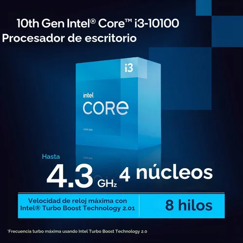 Vista 3 de Intel Core i3-10100 Procesador de escritorio 4 núcleos hasta 4.3 GHz LGA1200 (chipset Intel serie 400) 65W, número de modelo: BX8070110100