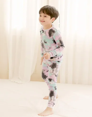 Vista 2 de VAENAIT BABY 12M-12Y Toddler Kids Boys Girls 100% Cotton Marbling Tiedye Sung Fit Sleepwear Pajamas 2pcs Pjs Set