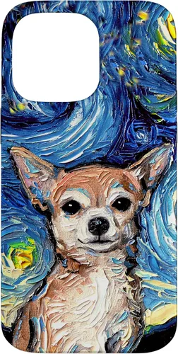 Vista 21 de Aja - Funda para iPhone 17, diseño de perro de noche estrellada, color marrón
