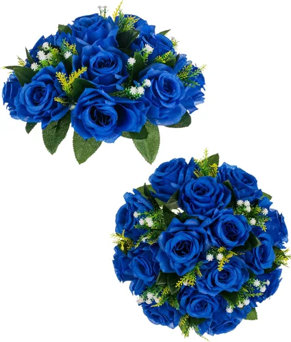 Vista 25 de BLOSMON Bolas de Flores para Bodas, Centros de Mesa de Rosas, 2 Piezas, Flores Artificiales Negras, Bolas Florales Colgantes, Decoración de Arreglos
