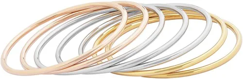 Vista 2 de Edforce Stainless Steel Juego de pulseras tipo brazalete redondas finas y brillantes para mujer, juego de 7