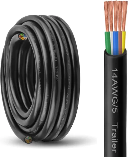 Vista 36 de Cable de Remolque de 4 Vías - Calibre 14, 4 Conductores, 10 Pies, Extensión de Cable Resistente de Cobre Puro, Cordón de Cableado para Remolque RV