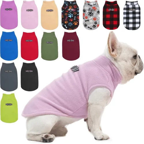 Vista 25 de BEAUTYZOO Chaleco de vellón para perros pequeños, de invierno y clima frío, con anillo en D, con anillo en D para correa, resistente al viento, rojo