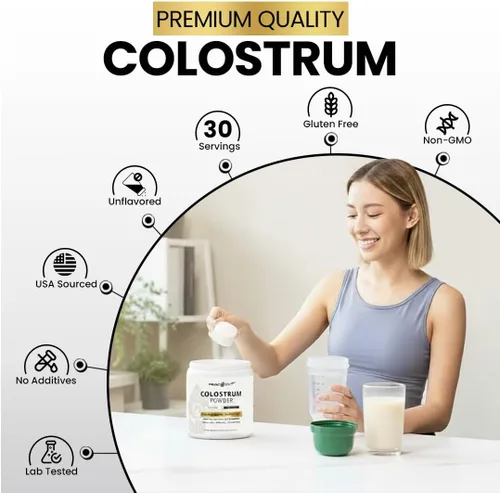 Vista 3 de Polvo de calostro – 2.12 oz (30 porciones), suplemento de calostro bovino sin sabor, superalimento para la salud del cabello, la piel