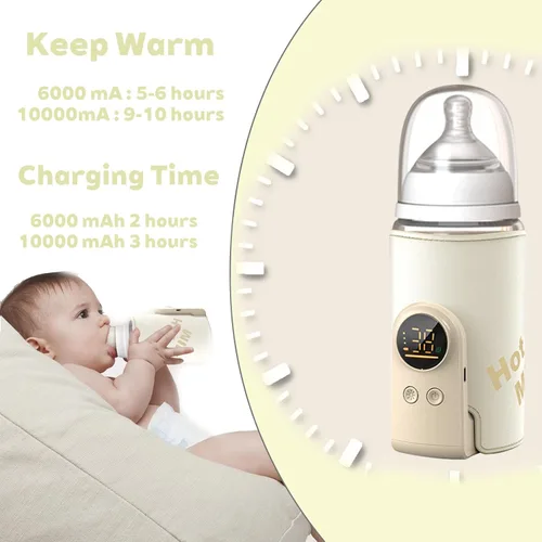 Vista 5 de Calentador de botellas portátil actualizado 2025 para viajes, cómodo calentador de botellas sobre la marcha, calentamiento rápido, calentamiento
