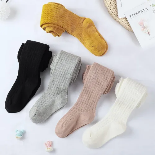 Vista 4 de Auranso Mallas para niñas de punto trenzado para bebé mallas para niños pequeños