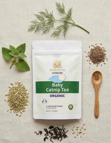 Vista 6 de Secrets Of Tea Baby Catnip Sleepy Time Tea - Mezcla de hierbas relajante orgánica para bebés y recién nacidos, suave y sin cafeína, 20 bolsas de té