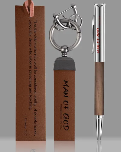 Vista 7 de Regalos cristianos para hombres, juego de regalo de agradecimiento al pastor, llavero y bolígrafo del hombre de Dios, regalos religiosos para papá