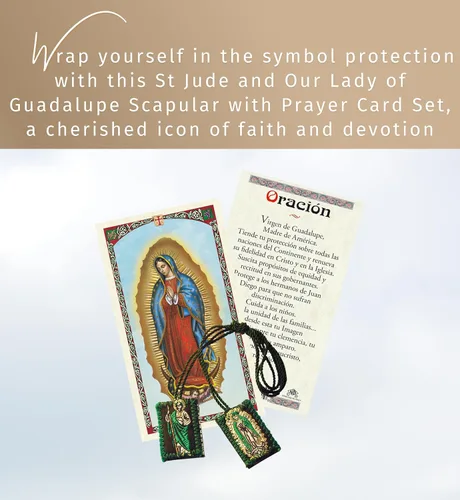 Vista 2 de Escapulario De San Judas Tadeo - Escapulario De La Virgen De Guadalupe - Virgen De Guadalupe Oracion - Collar de tela escapulario de la Virgen De