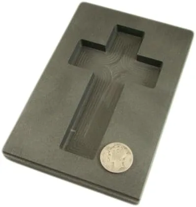 Vista 3 de Molde de grafito de alta densidad de oro cruzado personalizado de 10 onzas, collar de plata de 5 onzas, 3-3/4 pulgadas