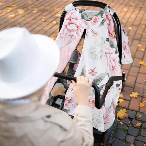Vista 6 de Funda de Asiento de Automóvil para Bebé, Funda Transpirable para Asiento de Automóvil Infantil para Verano con Apertura Peekaboo, Cubierta de Toldo