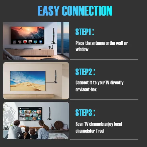 Vista 6 de Antena de TV para Smart TV Interior, Antena de TV para canales locales