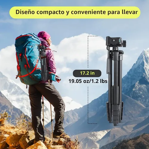 Vista 6 de SENSYNE Trípode para Cámara de 64", Trípode Versátil para Teléfono e iPad con Control Remoto Inalámbrico y Soporte de Teléfono 2 en 1