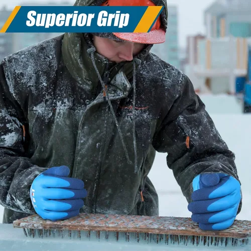 Vista 5 de Guantes de trabajo de invierno impermeables para hombre Guantes térmicos aislados Guantes cálidos de congelador para trabajo en clima frío