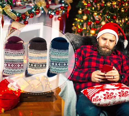 Vista 6 de YSense 5 Pairs Mens Wool Socks Winter Warm Thick Socks Knit Causal Crew Socks for Men