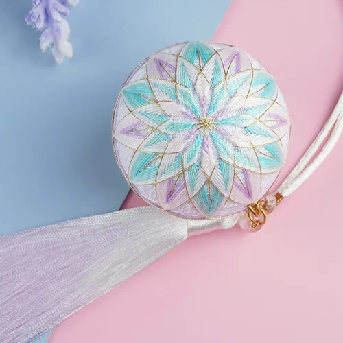 Vista 15 de Elecrelive DIY Bordado Temari Bola Azul Flor Bordado Hilo Bolas Estilo A01