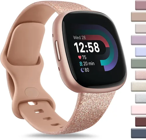 Vista 17 de AK Correa deportiva compatible con Fitbit Sense 2, Versa 4, Versa 3, correas clásicas de silicona suave para reloj inteligente, para mujeres