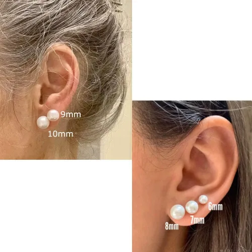 Vista 8 de Aretes de perlas de tuerca Renkovte para mujer, aretes planos de perlas con cierre de tuerca para hélice de cartílago, aretes de cartílago, joyería