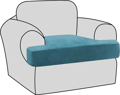 Vista 13 de H.VERSAILTEX Fundas de terciopelo elástico para silla con cojín en forma de T para sala de estar, funda de sofá, funda de asiento con cojín