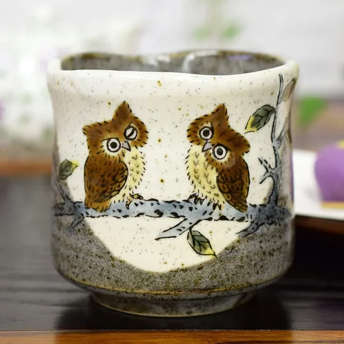 Vista 7 de Japanese Yunomi Tea Cup Owl KUTANI YAKI(ware)