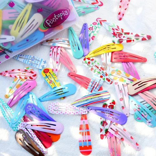 Vista 3 de 120 pasadores Funtopia de 2 pulgadas de color caramelo y accesorios de metal antideslizantes para el cabello para niños, adolescentes y mujeres