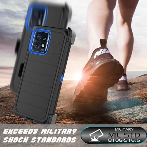 Vista 6 de Njjex Funda para Moto Edge Plus 2023, para Motorola Edge+ 5G UW 2023/Edge 40 Pro/Edge X40 con clip para cinturón, protector de cuerpo completo